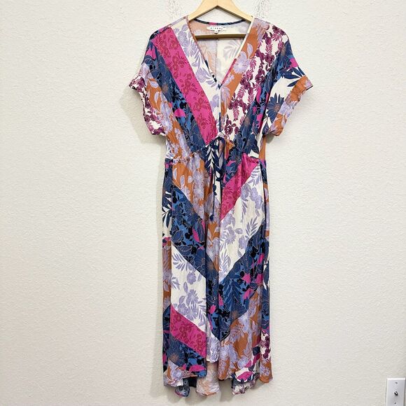 XIRENA Grayson Dress Midi Sheath in Pinks Patchwork - Picture 1 of 13